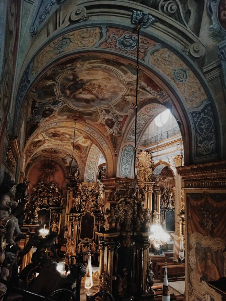The interior of a Catholic church